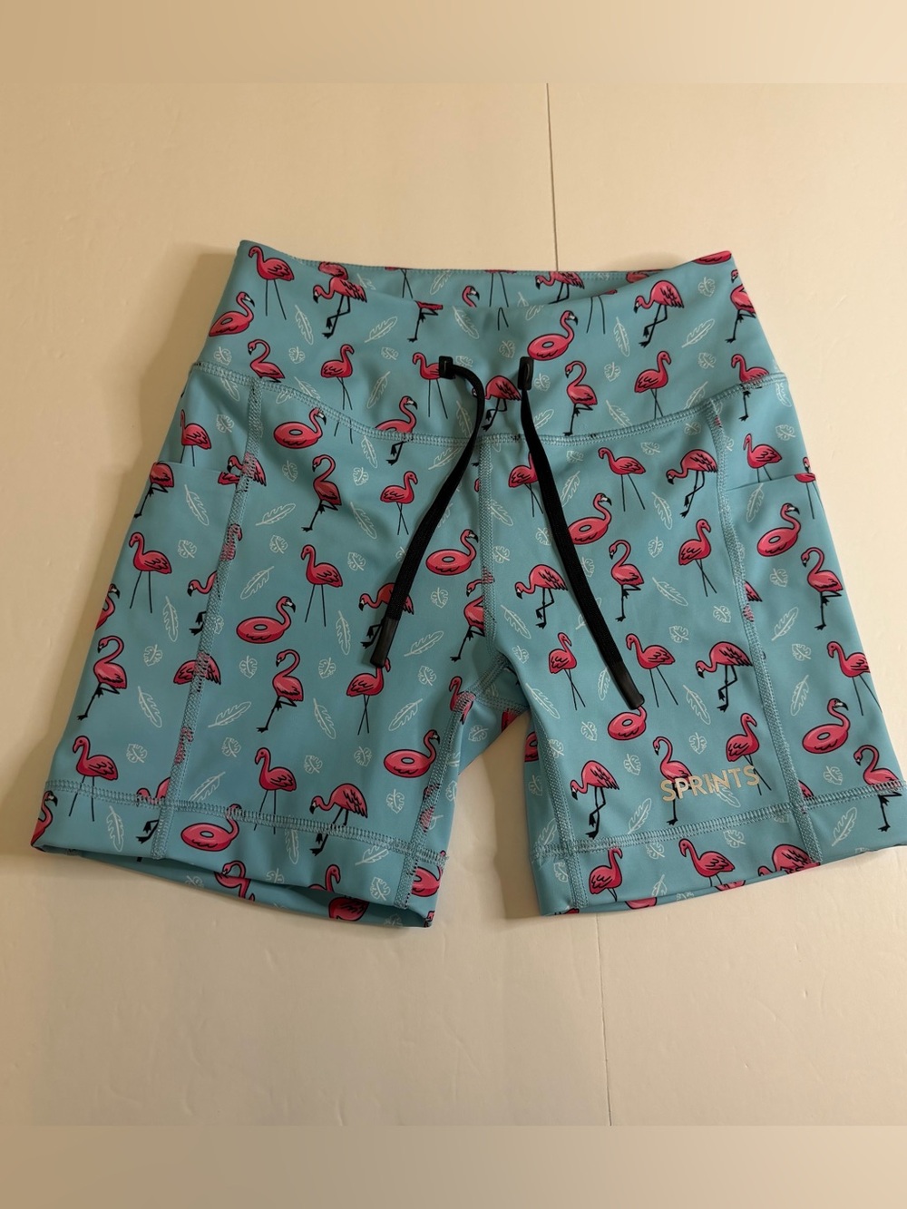 Sprints Women’s XS Flamingo Running Compression Shorts 5.5” Inseam Drawstring